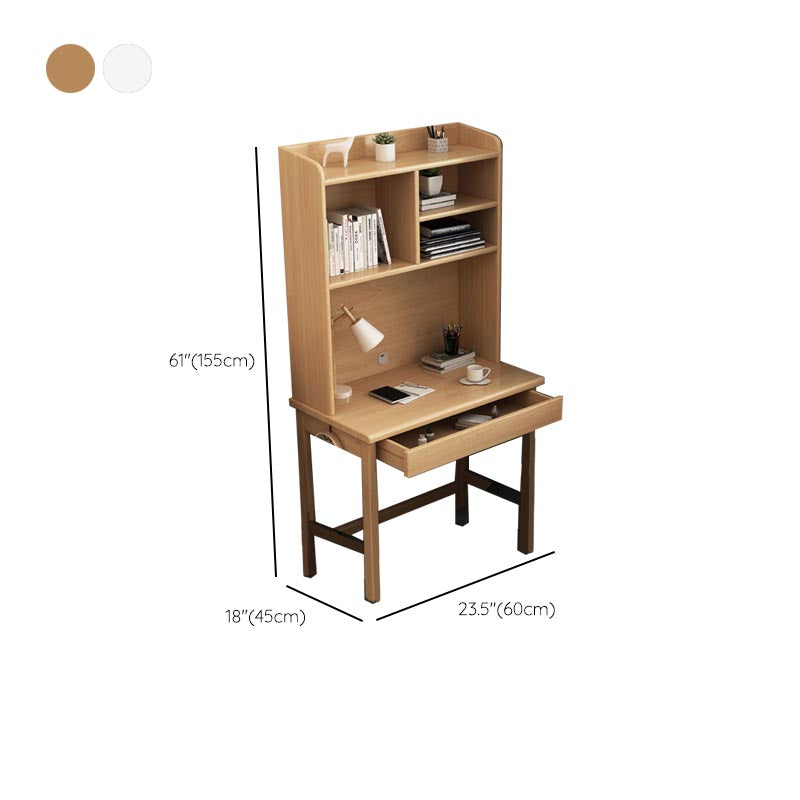 Home Study Desk 61.02" H Wood Kids Desk and Chair with Hutch