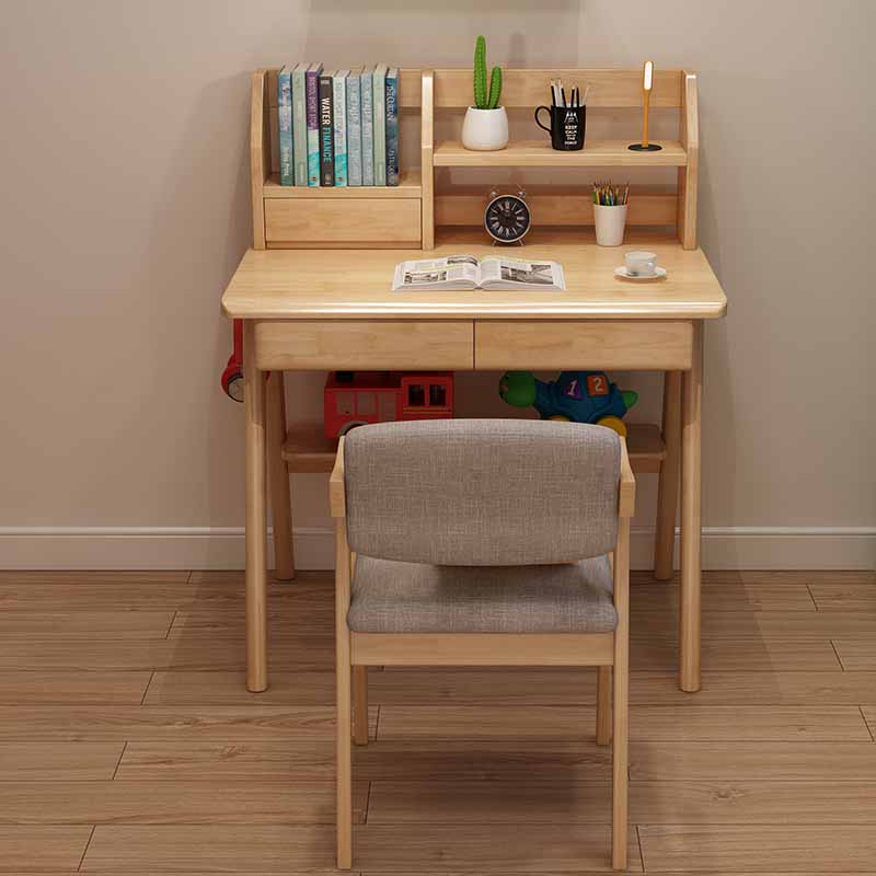 Writing Desk with Hutch Bedroom Kids Desk and Chair with 2 Drawers