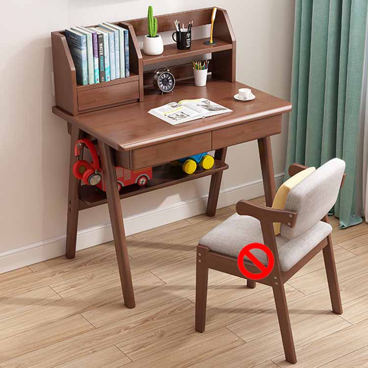 Writing Desk with Hutch Bedroom Kids Desk and Chair with 2 Drawers