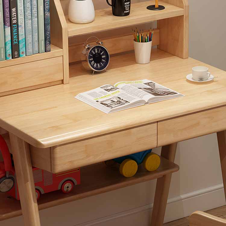 Writing Desk with Hutch Bedroom Kids Desk and Chair with 2 Drawers