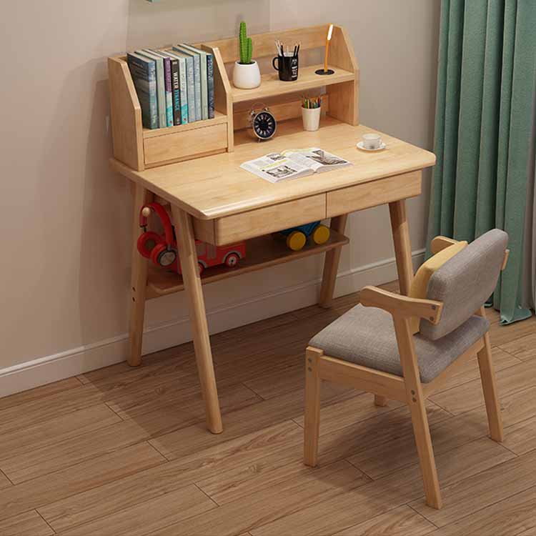 Writing Desk with Hutch Bedroom Kids Desk and Chair with 2 Drawers