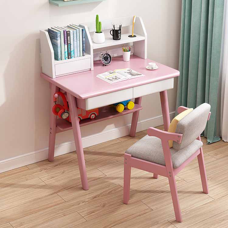 Writing Desk with Hutch Bedroom Kids Desk and Chair with 2 Drawers