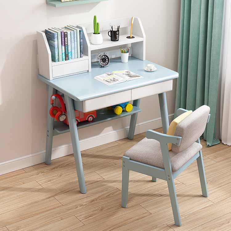 Writing Desk with Hutch Bedroom Kids Desk and Chair with 2 Drawers