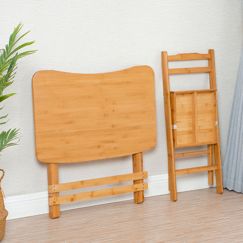 Foldable Desk and Chair Set Bamboo Kids Writing Desk in Natural