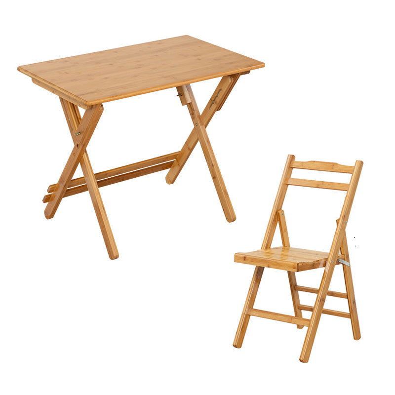 Foldable Desk and Chair Set Bamboo Kids Writing Desk in Natural