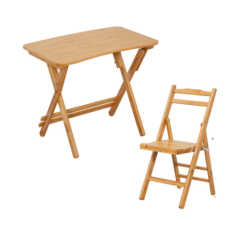 Foldable Desk and Chair Set Bamboo Kids Writing Desk in Natural