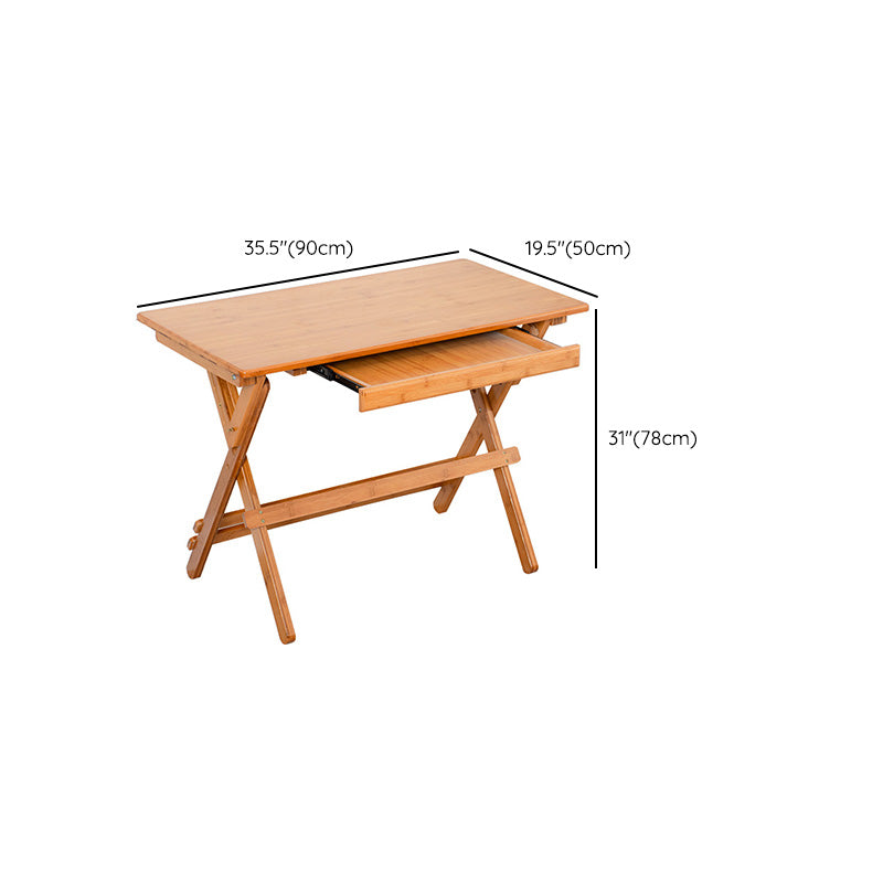 Foldable Desk and Chair Set Bamboo Kids Writing Desk in Natural