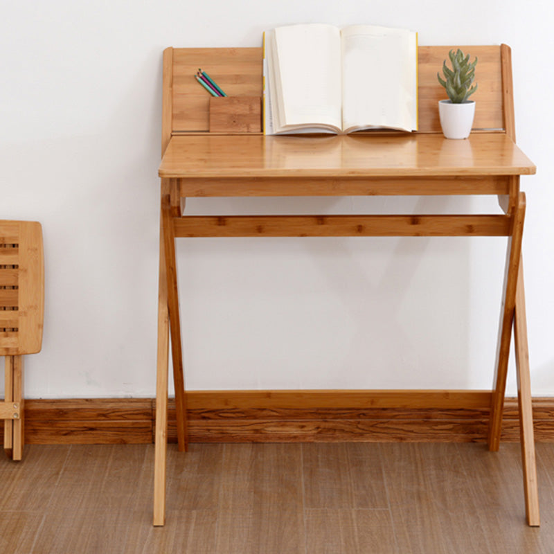 Bamboo Writing Desk and Chair Set Foldable Kids Desks in Light Wood