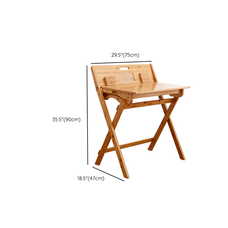 Bamboo Writing Desk and Chair Set Foldable Kids Desks in Light Wood