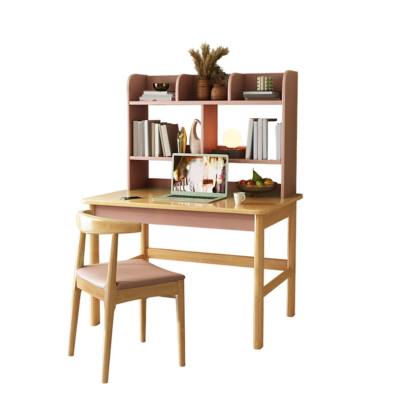 Solid Wood Writing Desk and Chair Set Kids Desks in Light Wood