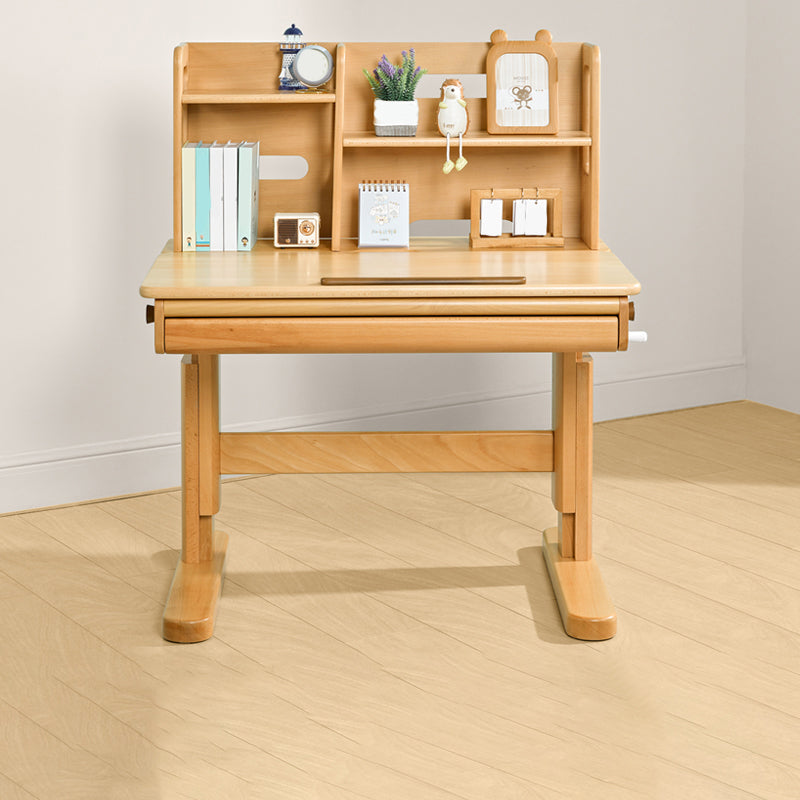 Contemporary Adjustable Writing Desk with Storage Drawer in Beech