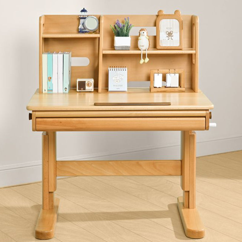 Contemporary Adjustable Writing Desk with Storage Drawer in Beech