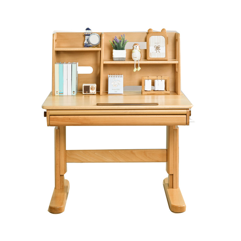 Contemporary Adjustable Writing Desk with Storage Drawer in Beech