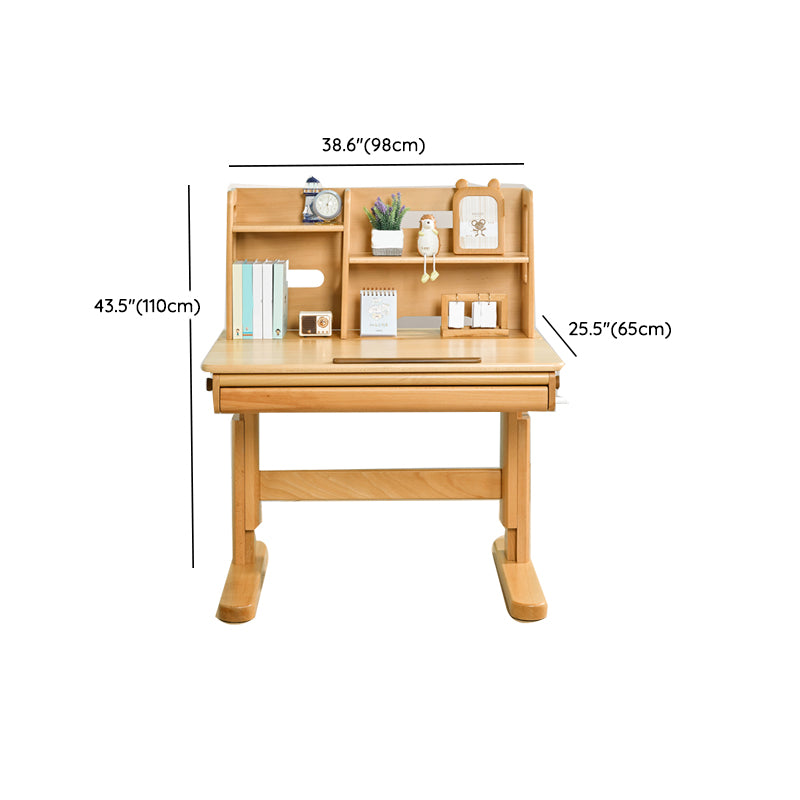 Contemporary Adjustable Writing Desk with Storage Drawer in Beech