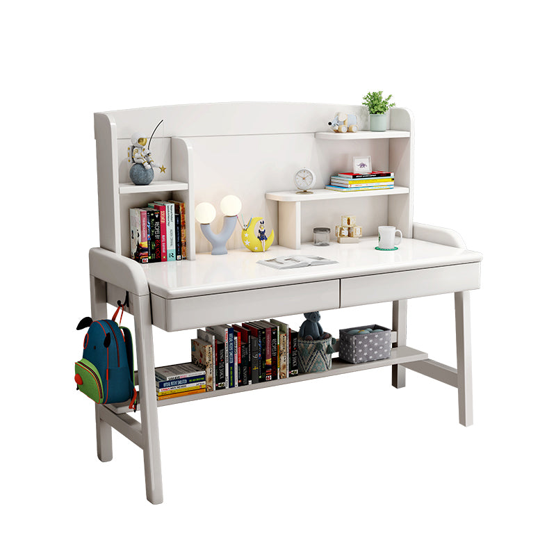 Solid Wood Home Writing Desk with Storage Drawer with Storage Shelves Adjustable