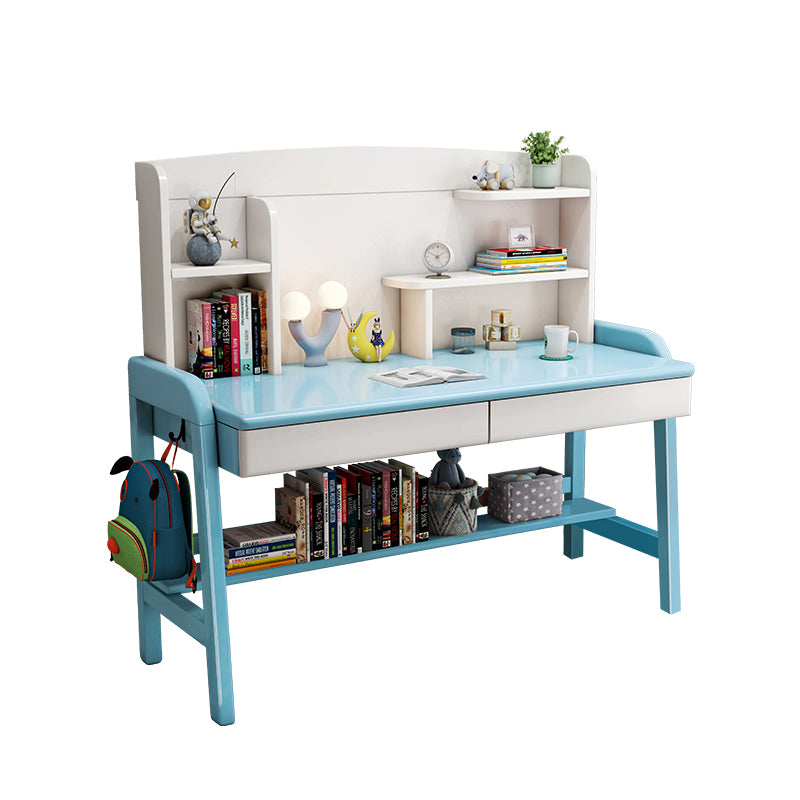 Solid Wood Home Writing Desk with Storage Drawer with Storage Shelves Adjustable