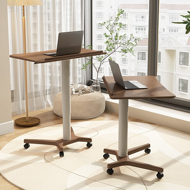 Scandinavian Lifting Standing Desk with Casters Wood Writing Desk