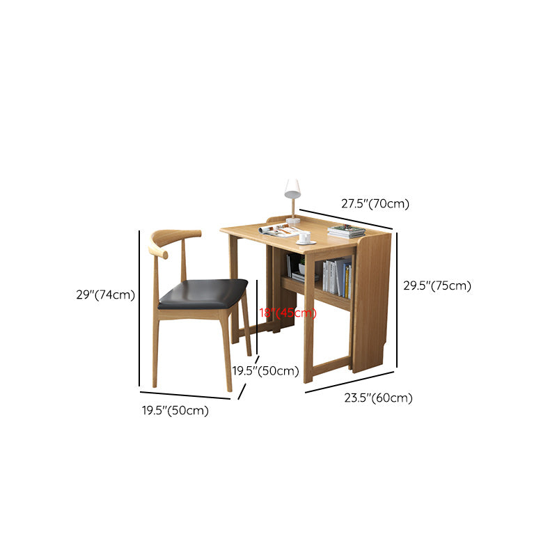 Foldable Children's Desk Home Solid Wood with Storage Shelves Study Desk