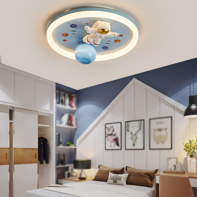 Single Blue Modernism Flush Mount Lighting Unique Ceiling Light for Bedroom