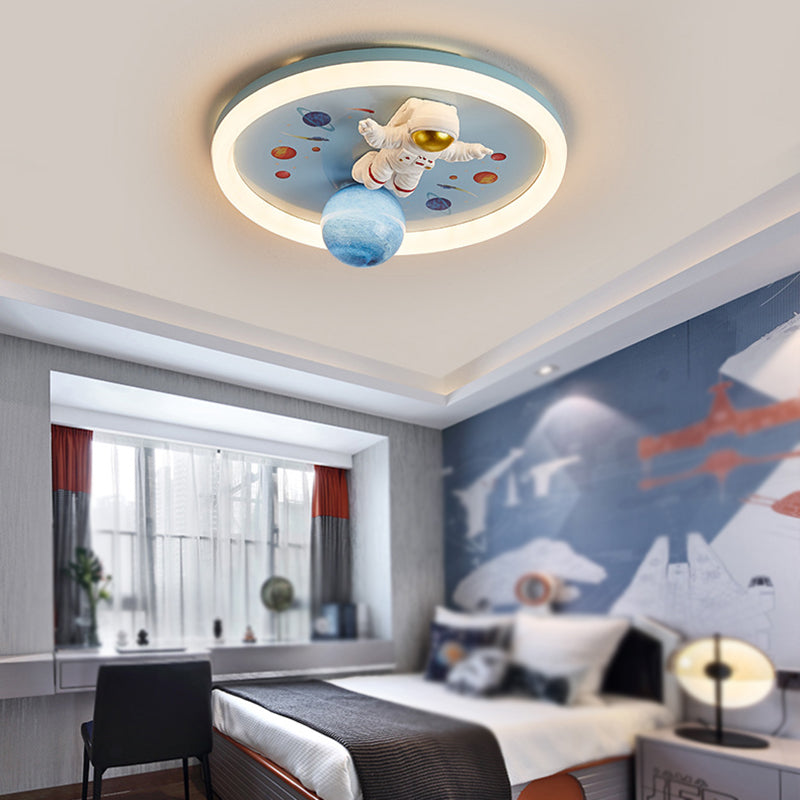 Single Blue Modernism Flush Mount Lighting Unique Ceiling Light for Bedroom