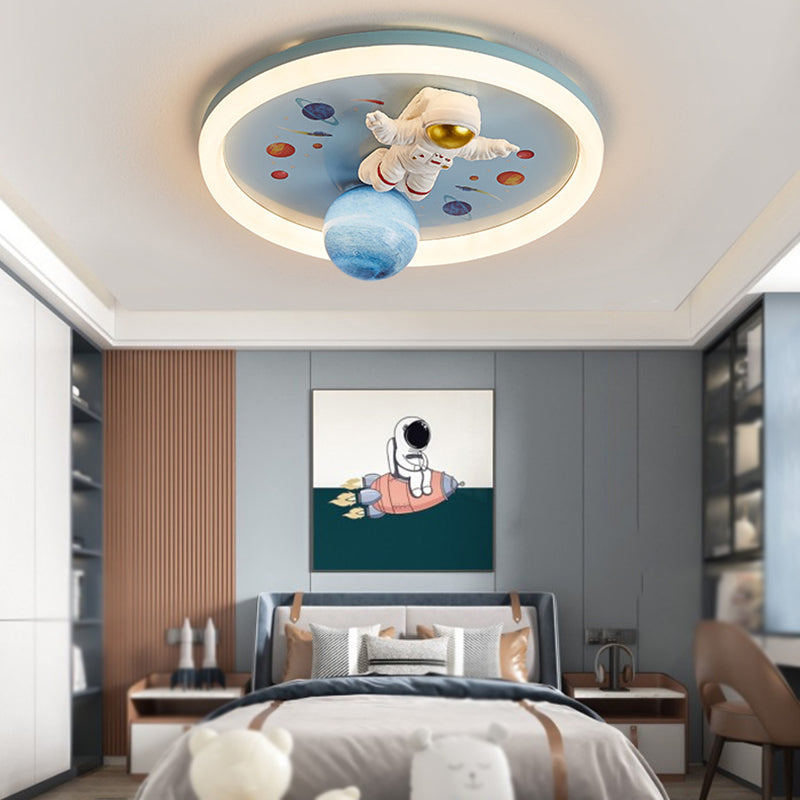 Single Blue Modernism Flush Mount Lighting Unique Ceiling Light for Bedroom