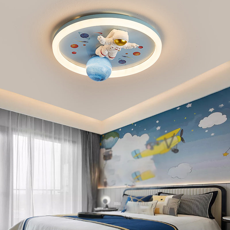 Single Blue Modernism Flush Mount Lighting Unique Ceiling Light for Bedroom