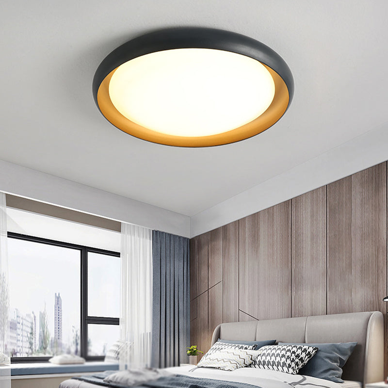 Single Black Flush Mount Lighting Modernism Shaded Ceiling Light for Bedroom