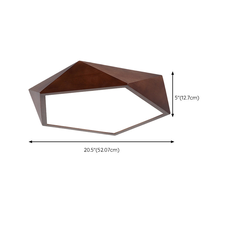 Modern LED Wood Flush Mount Geometric Shape Ceiling Lamp with Acrylic Shade for Bedroom