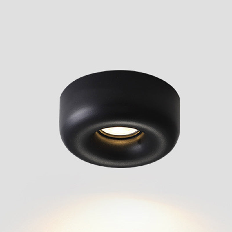 Iron Ceiling Flush Mount Round Ceiling Flush in Black / White / Gold Finish