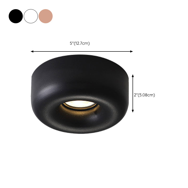 Iron Ceiling Flush Mount Round Ceiling Flush in Black / White / Gold Finish