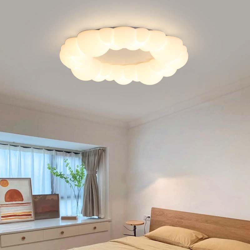 LED Modern Metal Flush Mount Cloud Shape Ceiling Lamp with Plastic Shade for Living Room