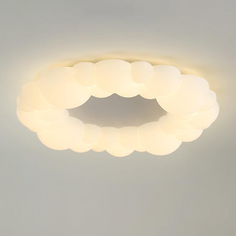 LED Modern Metal Flush Mount Cloud Shape Ceiling Lamp with Plastic Shade for Living Room