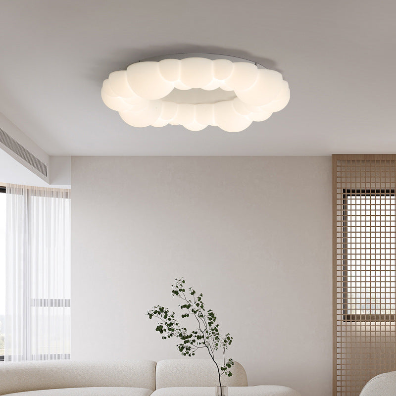 2-Light White Modernism Flush Mount Light Unique Ceiling Light with Acrylic