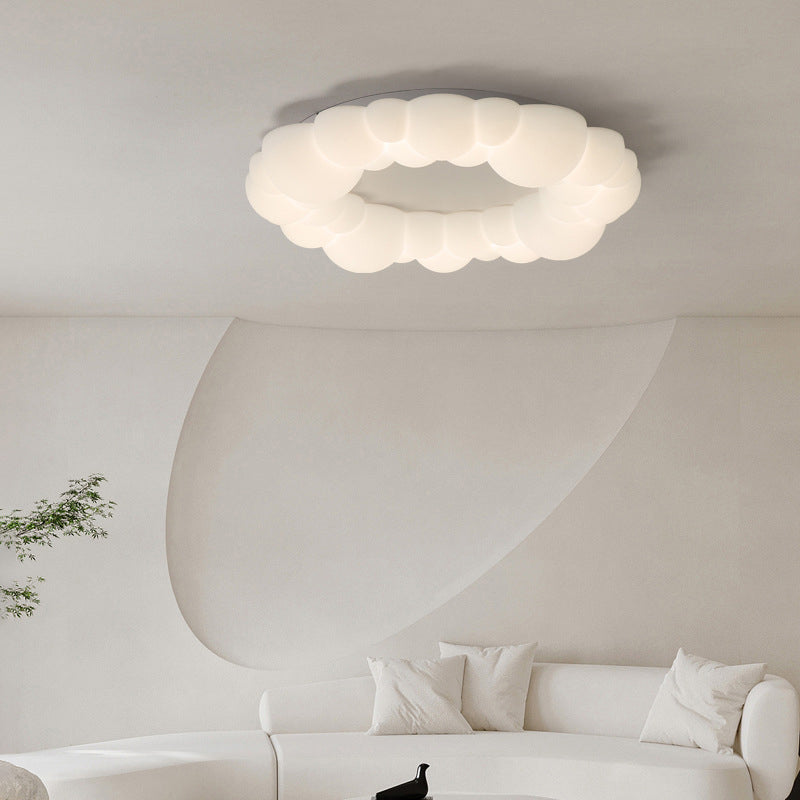 2-Light White Modernism Flush Mount Light Unique Ceiling Light with Acrylic