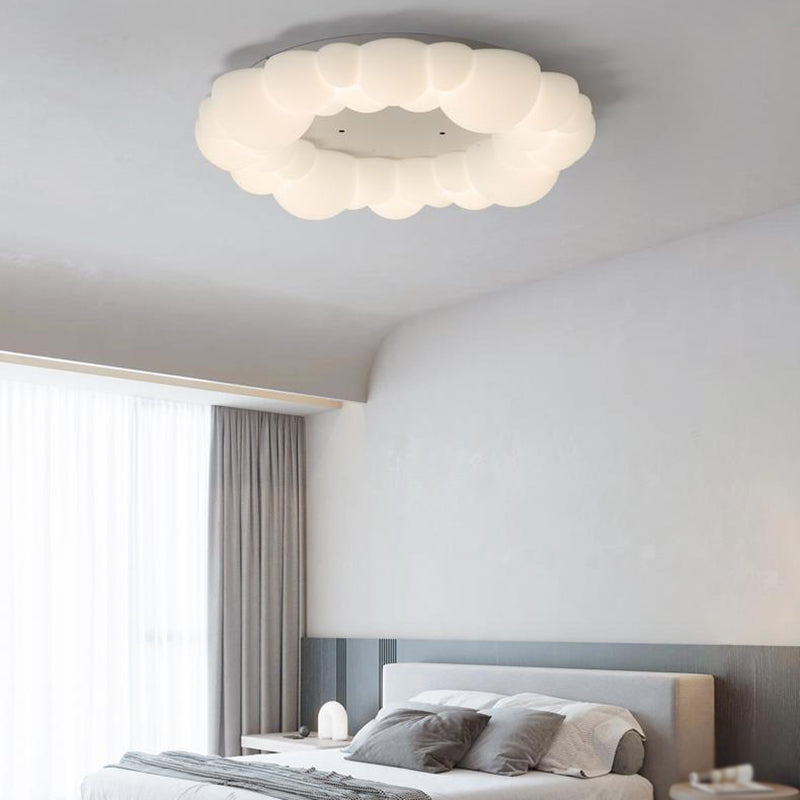 2-Light White Modernism Flush Mount Light Unique Ceiling Light with Acrylic