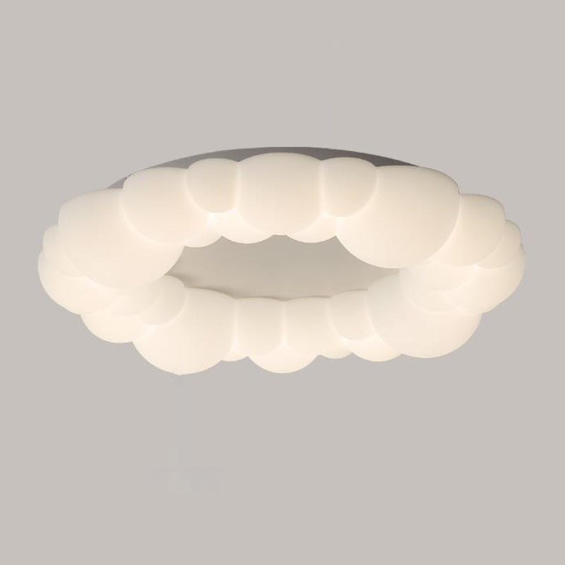 2-Light White Modernism Flush Mount Light Unique Ceiling Light with Acrylic