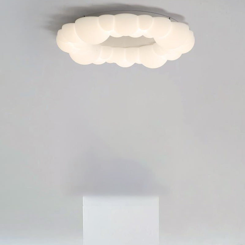 2-Light White Modernism Flush Mount Light Unique Ceiling Light with Acrylic