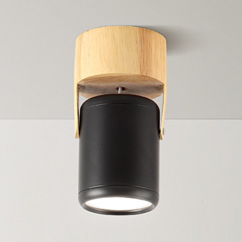 Cylinder Modern Ceiling Semi Flush Adjustable Wood Semi Flush