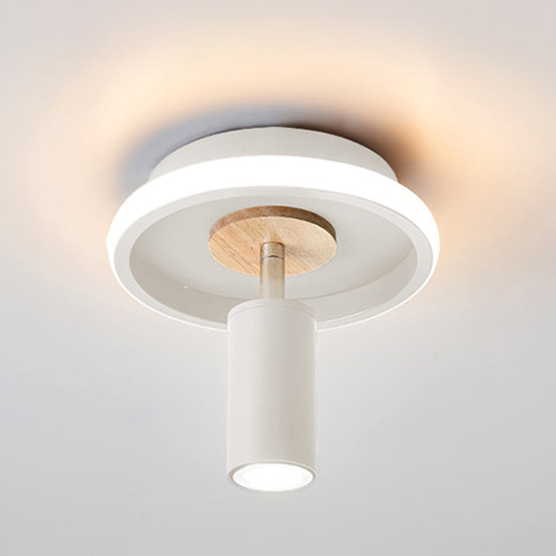 Cylinder Modern Ceiling Semi Flush Adjustable Wood Semi Flush