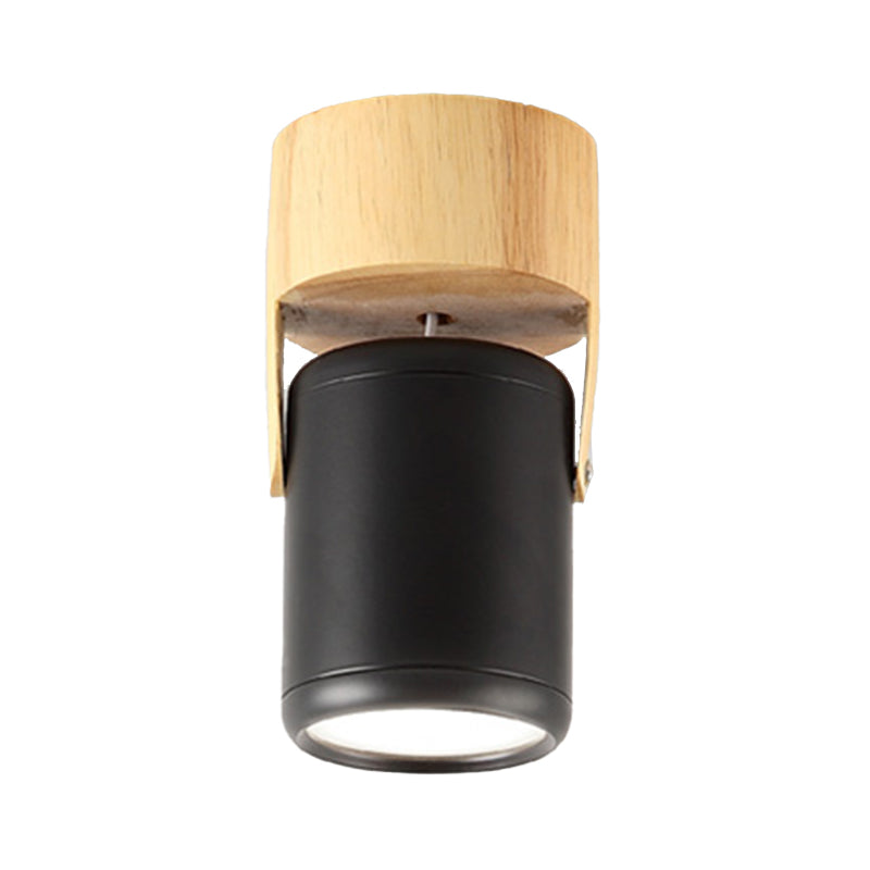 Cylinder Modern Ceiling Semi Flush Adjustable Wood Semi Flush