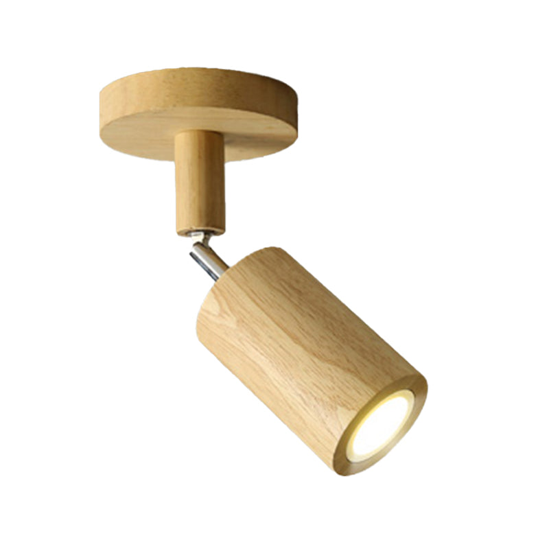 Cylinder Modern Ceiling Semi Flush Adjustable Wood Semi Flush