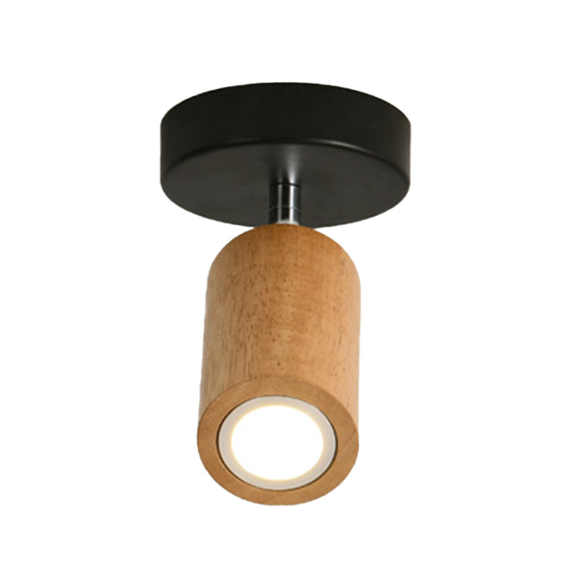 Cylinder Modern Ceiling Semi Flush Adjustable Wood Semi Flush