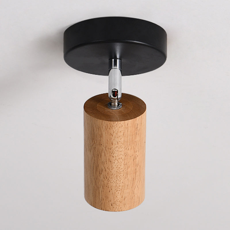 Cylinder Modern Ceiling Semi Flush Adjustable Wood Semi Flush