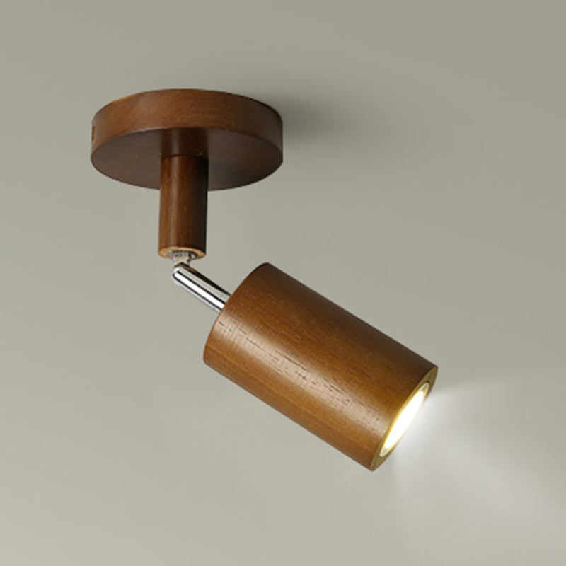 Cylinder Modern Ceiling Semi Flush Adjustable Wood Semi Flush