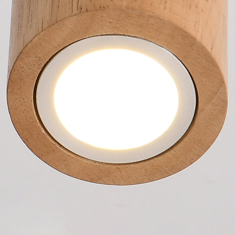 Cylinder Modern Ceiling Semi Flush Adjustable Wood Semi Flush