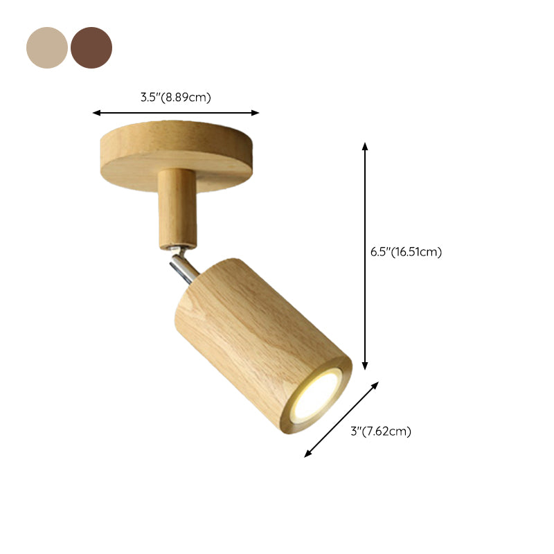 Cylinder Modern Ceiling Semi Flush Adjustable Wood Semi Flush