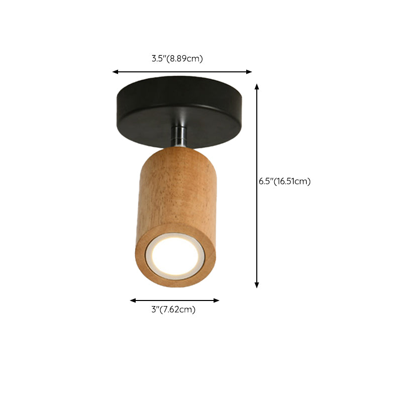 Cylinder Modern Ceiling Semi Flush Adjustable Wood Semi Flush