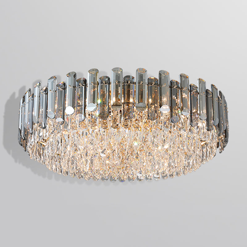 Modern Metal Ceiling Light Geometric Shape Ceiling Lamp with Crystal Shade for Living Room