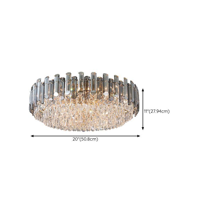 Modern Metal Ceiling Light Geometric Shape Ceiling Lamp with Crystal Shade for Living Room