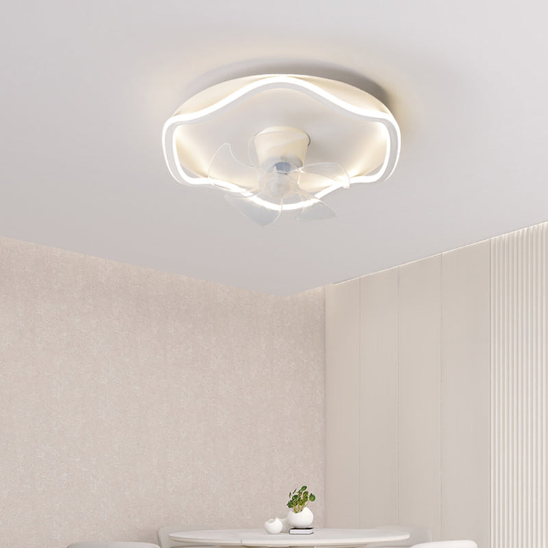 Nordic Style LED Ceiling Fan Wave Fan Lighting in White for Bedroom